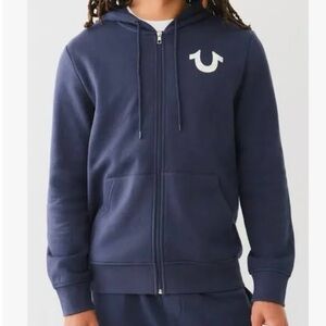 $119 TRUE RELIGION Hoodie Full Zip Men’s Size Medium Blue NWT